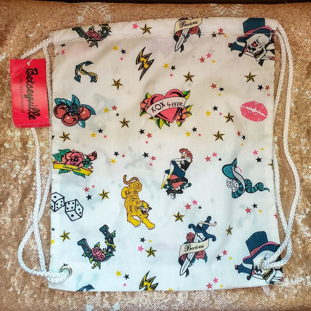 Betsey Johnson Betseyville Tattoo Print Cotton Bag